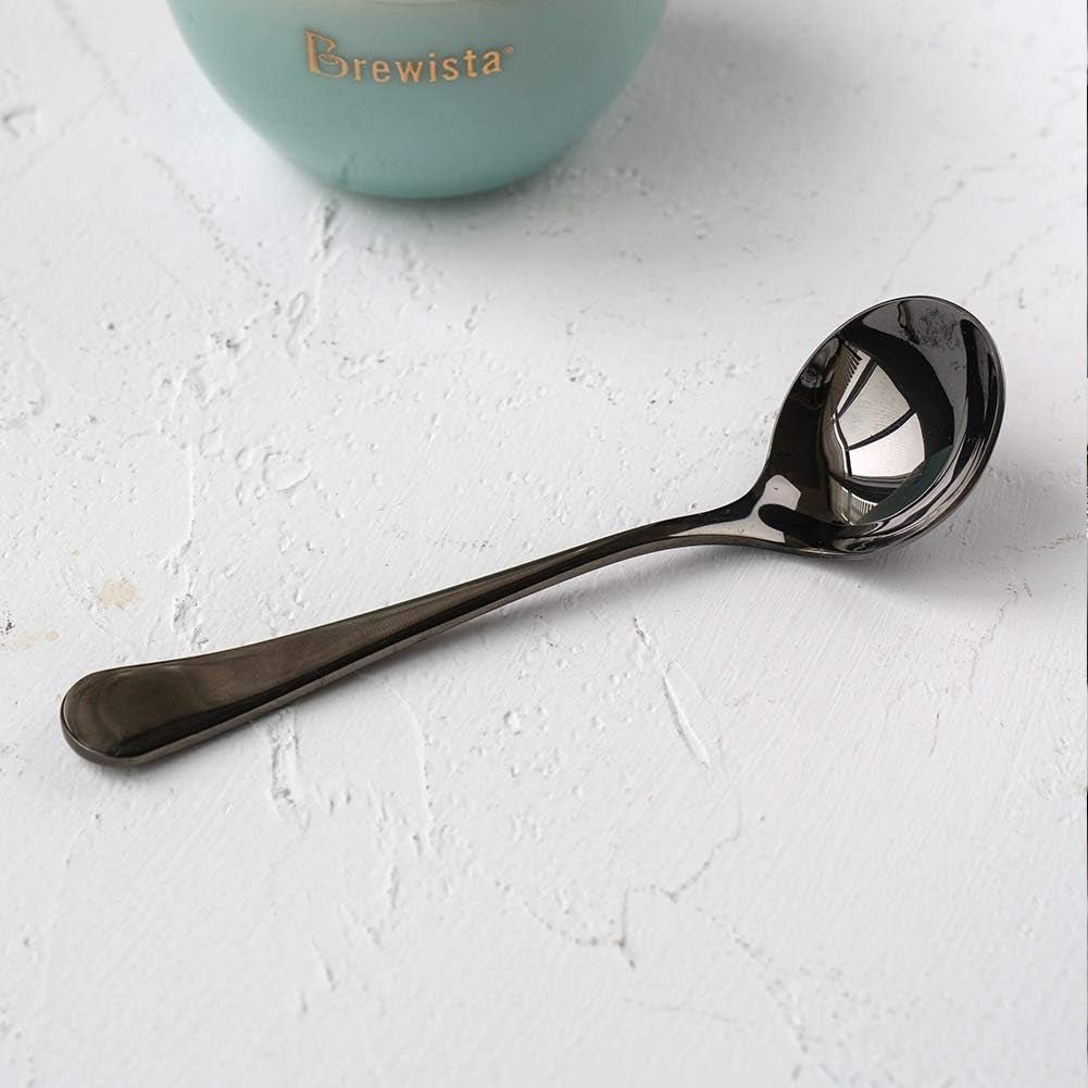 Professional Coffee Cupping Spoon, round Stainless Steel Spoon for Coffee Tasting,Coffee Scoop for Roasters and Cuppers, Black, Set of 2 - Shop Coffee Hobby