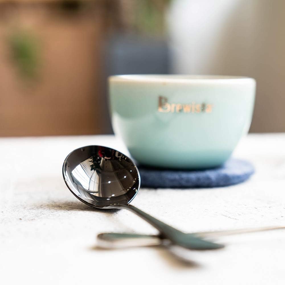 Professional Coffee Cupping Spoon, round Stainless Steel Spoon for Coffee Tasting,Coffee Scoop for Roasters and Cuppers, Black, Set of 2 - Shop Coffee Hobby