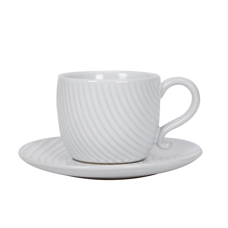 Retro Ceramic Espresso Cup & Plate Set, 120ml - Shop Coffee Hobby