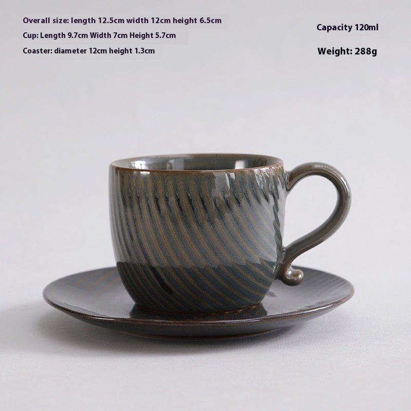 Retro Ceramic Espresso Cup & Plate Set, 120ml - Shop Coffee Hobby