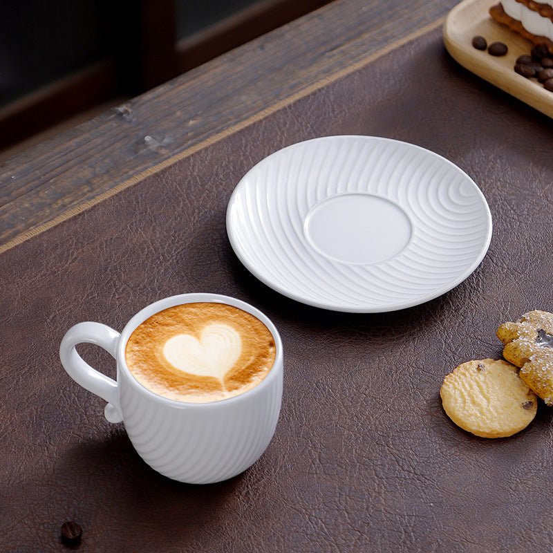 Retro Ceramic Espresso Cup & Plate Set, 120ml - Shop Coffee Hobby