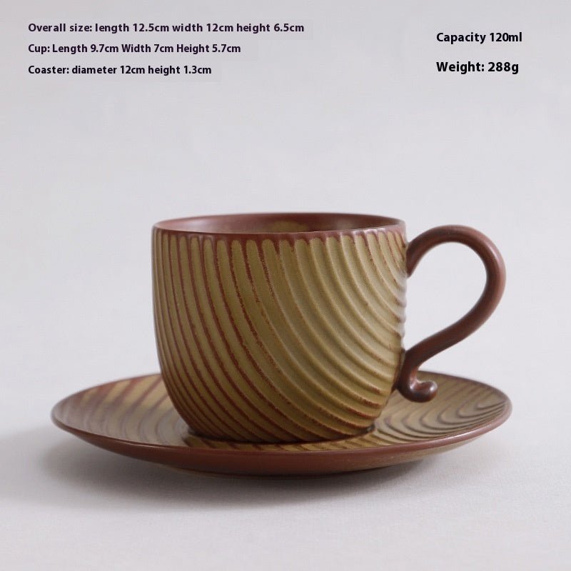 Retro Ceramic Espresso Cup & Plate Set, 120ml - Shop Coffee Hobby