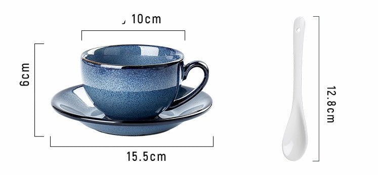 Retro Chinese-Style Porcelain Latte Cup with Spoon, 250ml - Shop Coffee Hobby