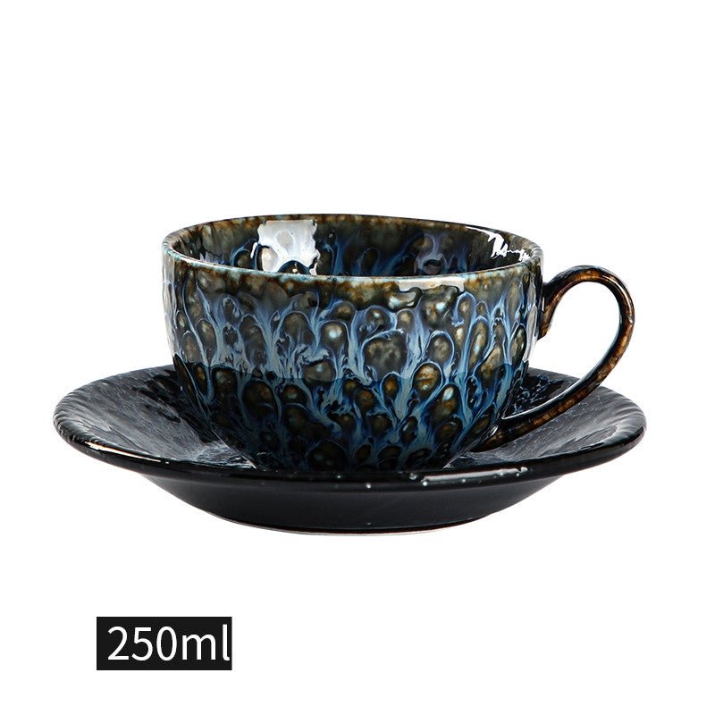 Retro Chinese-Style Porcelain Latte Cup with Spoon, 250ml - Shop Coffee Hobby
