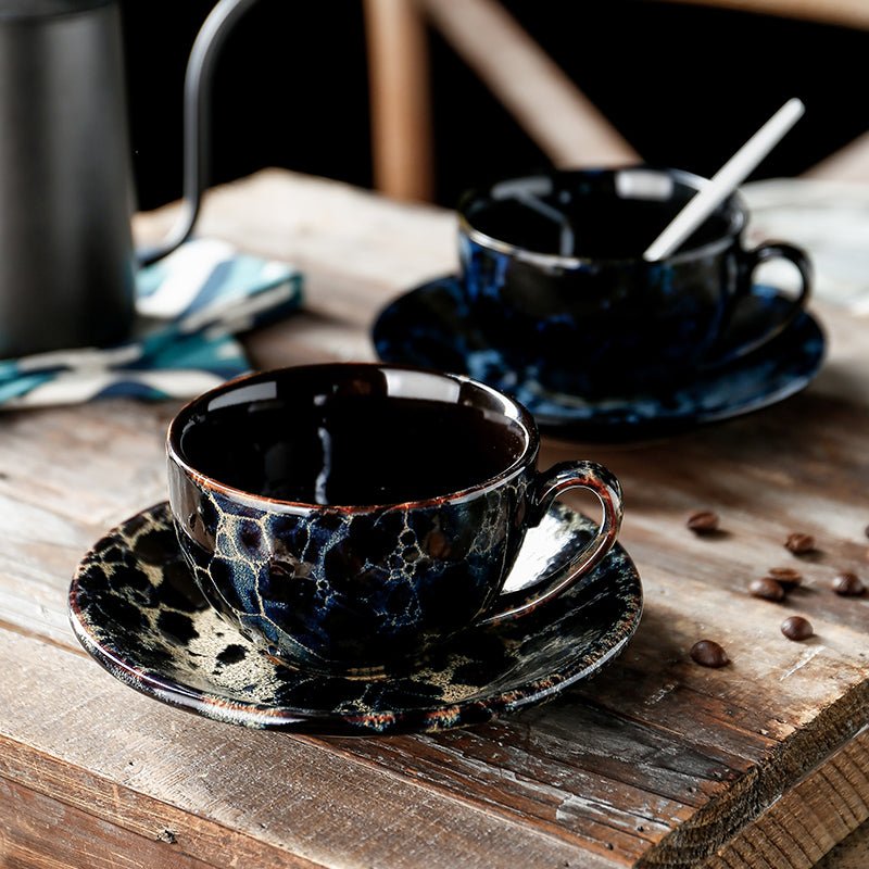 Retro Chinese-Style Porcelain Latte Cup with Spoon, 250ml - Shop Coffee Hobby