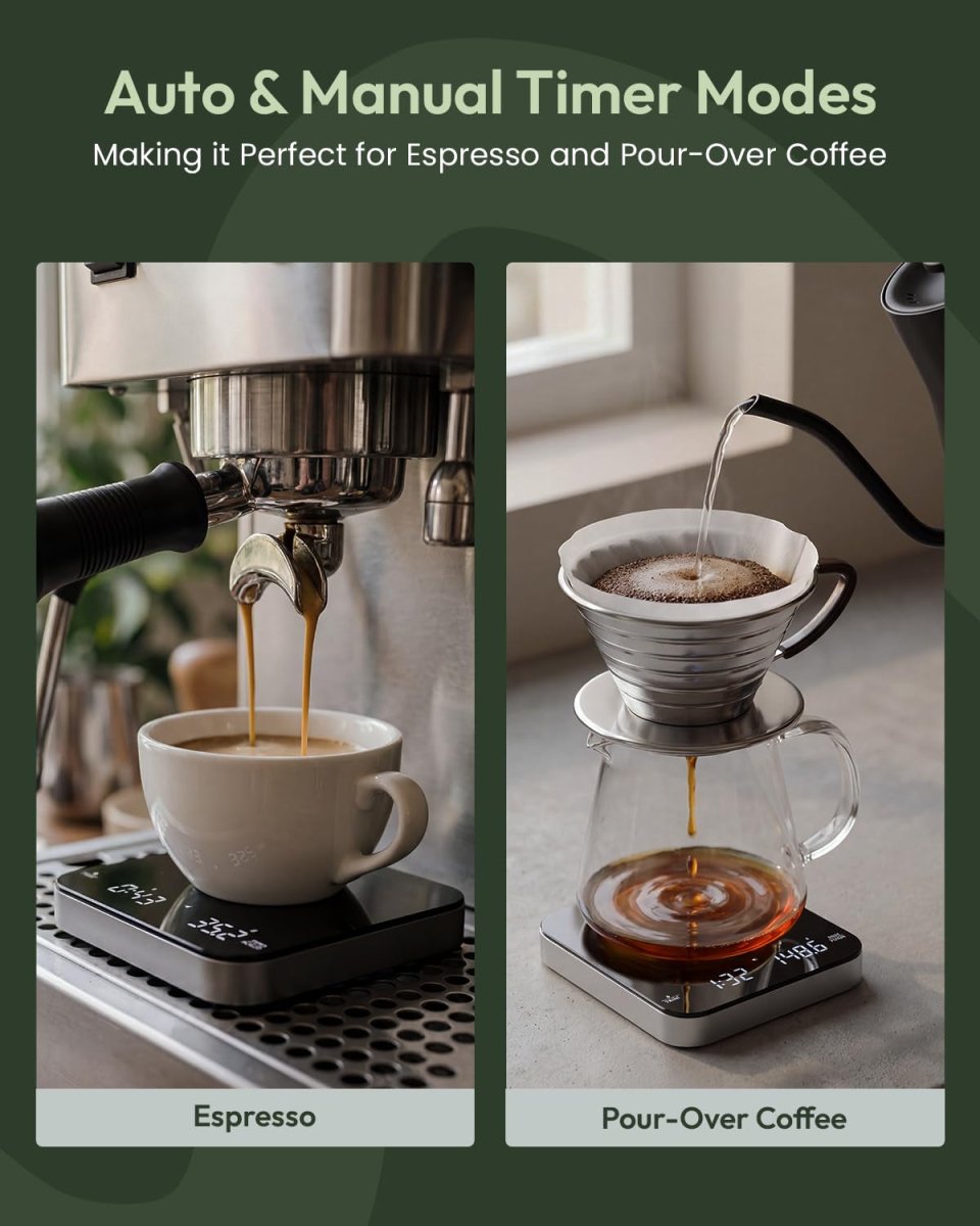 S2 Espresso Coffee Scale with Timer – USB‑C Rechargeable, 2kg/0.1g Precision (Black & Silver) - Shop Coffee Hobby
