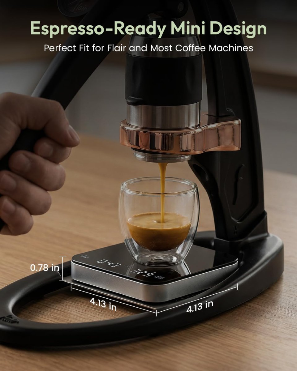 S2 Espresso Coffee Scale with Timer – USB‑C Rechargeable, 2kg/0.1g Precision (Black & Silver) - Shop Coffee Hobby