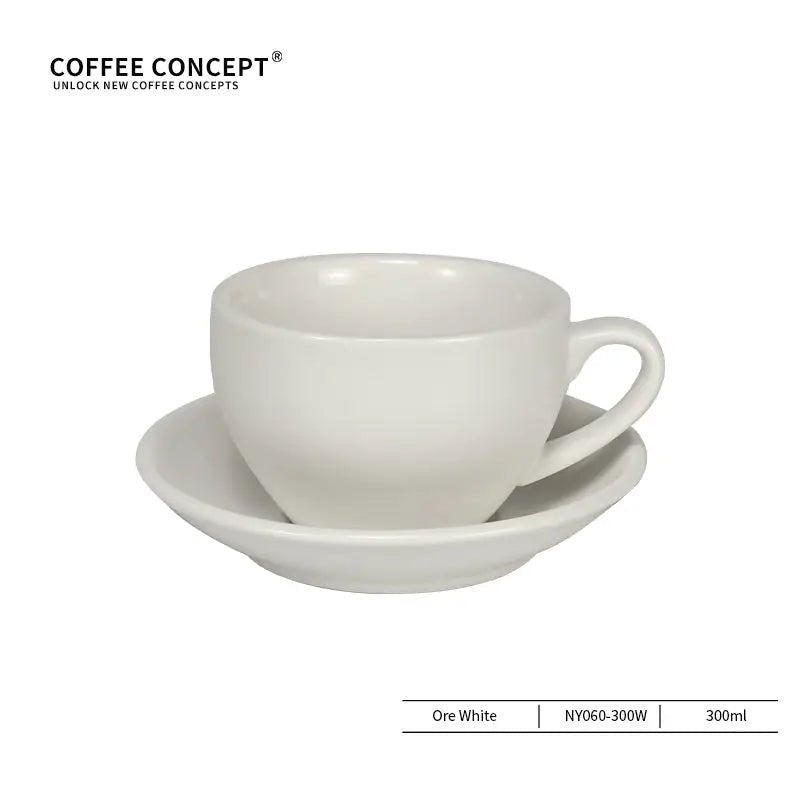 Sawada‑Style Wide‑Mouth Latte Art Cup – 300ml Ceramic (Khaki, Wheatland Gray, Juniper Green, Ore White, Hepburn Black) - Shop Coffee Hobby