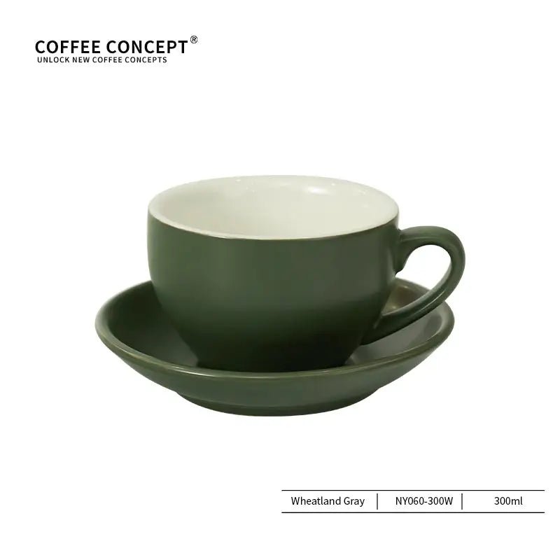 Sawada‑Style Wide‑Mouth Latte Art Cup – 300ml Ceramic (Khaki, Wheatland Gray, Juniper Green, Ore White, Hepburn Black) - Shop Coffee Hobby