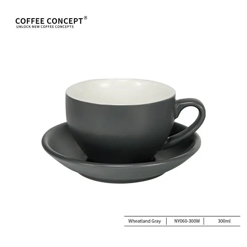 Sawada‑Style Wide‑Mouth Latte Art Cup – 300ml Ceramic (Khaki, Wheatland Gray, Juniper Green, Ore White, Hepburn Black) - Shop Coffee Hobby