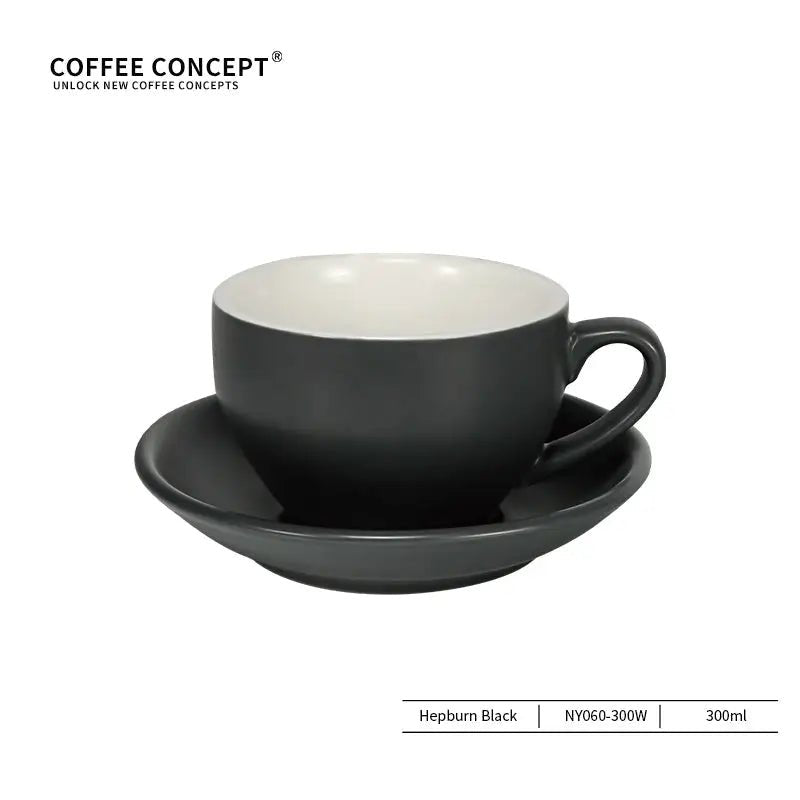 Sawada‑Style Wide‑Mouth Latte Art Cup – 300ml Ceramic (Khaki, Wheatland Gray, Juniper Green, Ore White, Hepburn Black) - Shop Coffee Hobby