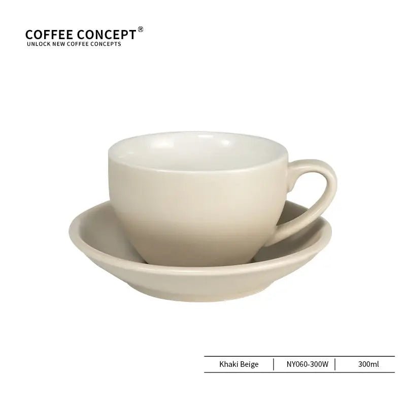 Sawada‑Style Wide‑Mouth Latte Art Cup – 300ml Ceramic (Khaki, Wheatland Gray, Juniper Green, Ore White, Hepburn Black) - Shop Coffee Hobby