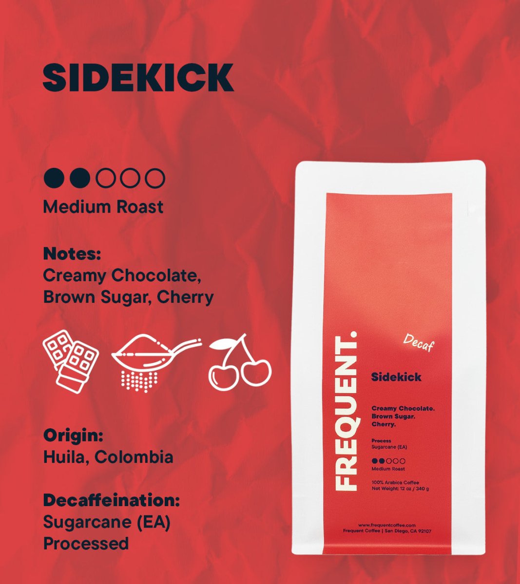 Sidekick Sugarcane Decaf Coffee | Huila, Colombia - Coffee Review Score 92 - Shop Coffee Hobby