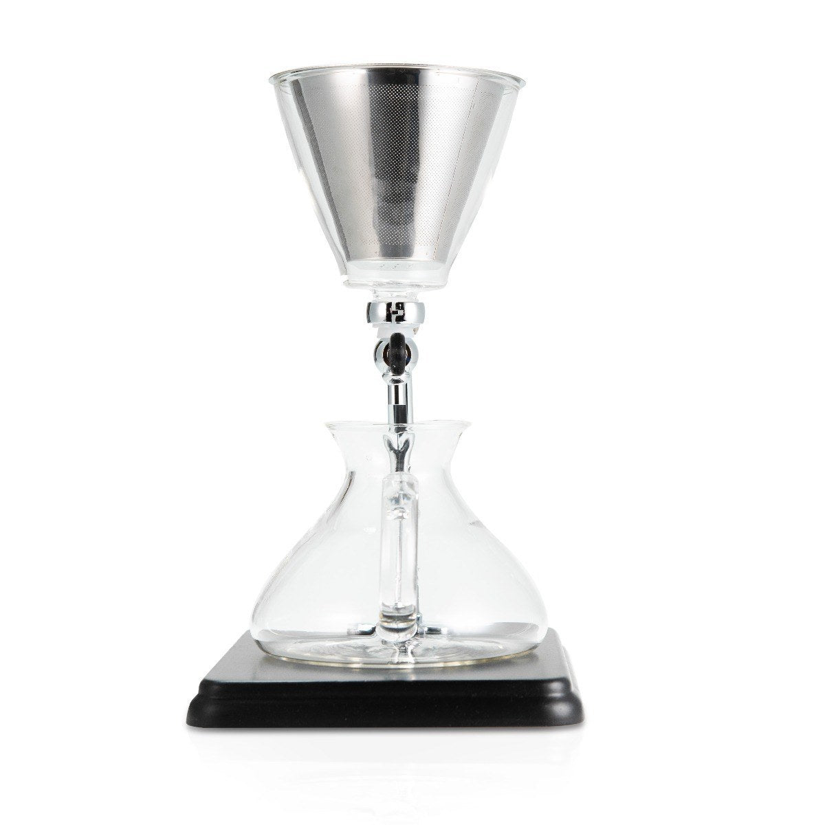 Yama Glass Silverton Brewer w/ Black Base & Silver Accents - Shop Coffee Hobby