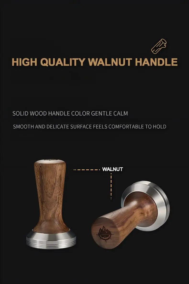 Solid Walnut Espresso Tamper Set - 58mm Solid Wood Handle + Stand - Shop Coffee Hobby