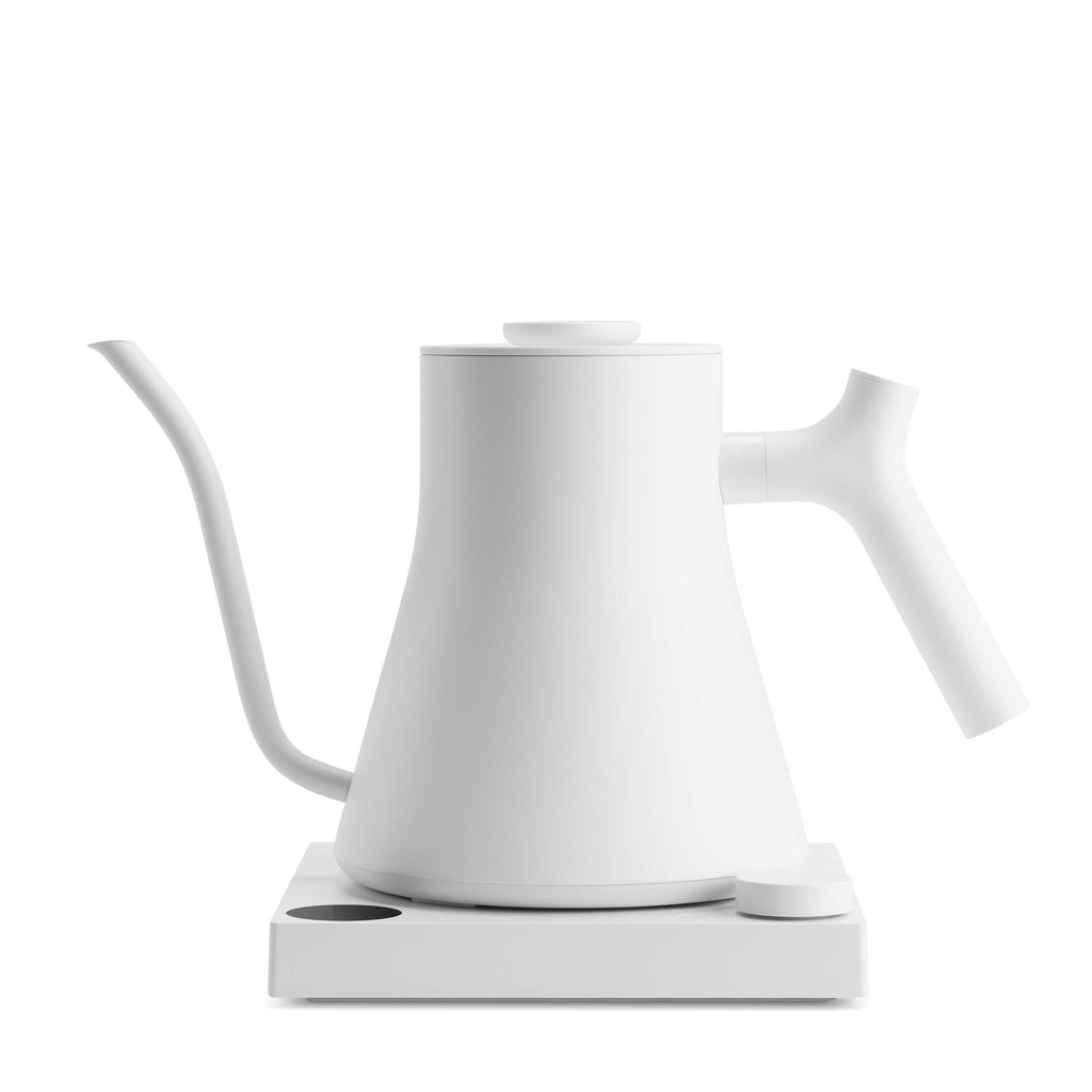 Espresso Parts Fellow Stagg EKG Pro Electric Gooseneck Kettle in Matte White.