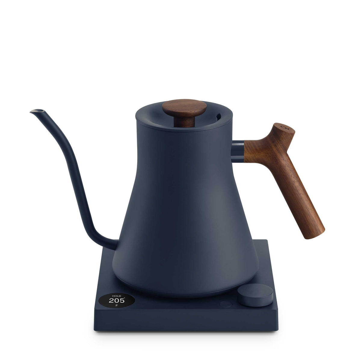 Stone Blue & Walnut version of the Fellow Stagg EKG Pro Gooseneck Kettle