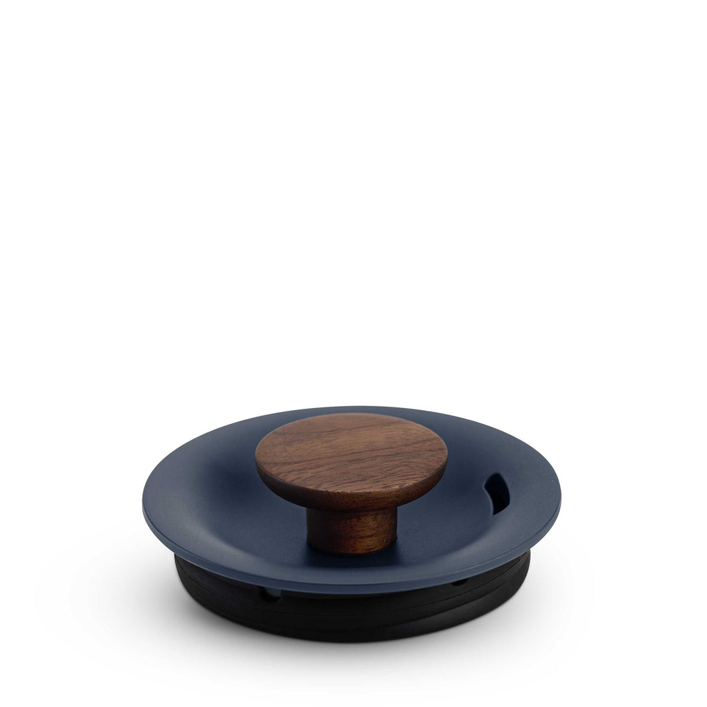 Stone Blue & Walnut version of the Fellow Stagg EKG Pro Gooseneck Kettle.