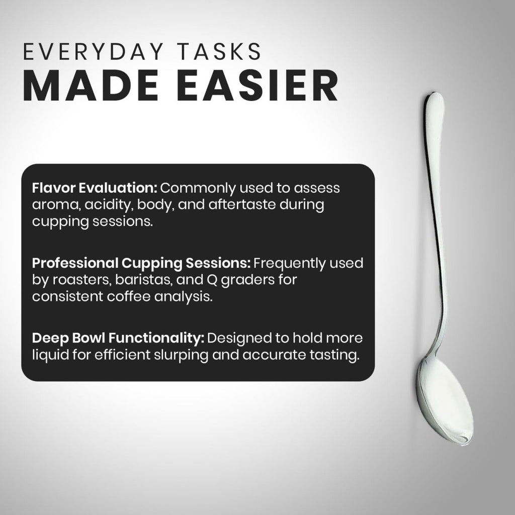 Stainless Steel Cupping Spoon Deep Bowl Edition Sleek Professional Design Precision Crafted for Coffee Tasting Durable Ergonomic Handle Perfect for Coffee Cupping Enthusiasts and Baristas - Shop Coffee Hobby