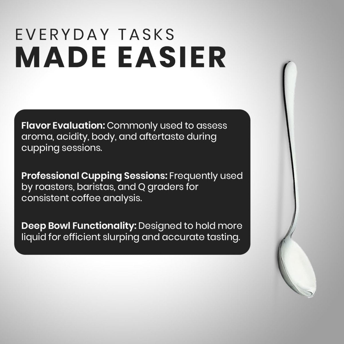 Stainless Steel Cupping Spoon Deep Bowl Edition Sleek Professional Design Precision Crafted for Coffee Tasting Durable Ergonomic Handle Perfect for Coffee Cupping Enthusiasts and Baristas - Shop Coffee Hobby
