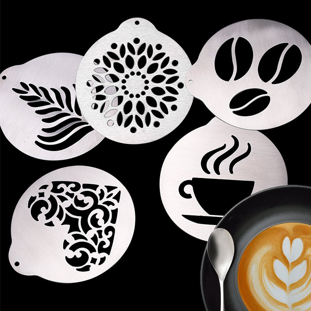 Stainless Steel Latte Art Stencil Set, 5-Piece - Shop Coffee Hobby
