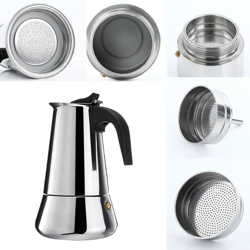 100–600ml Stainless Steel Moka Pot for brewing coffee