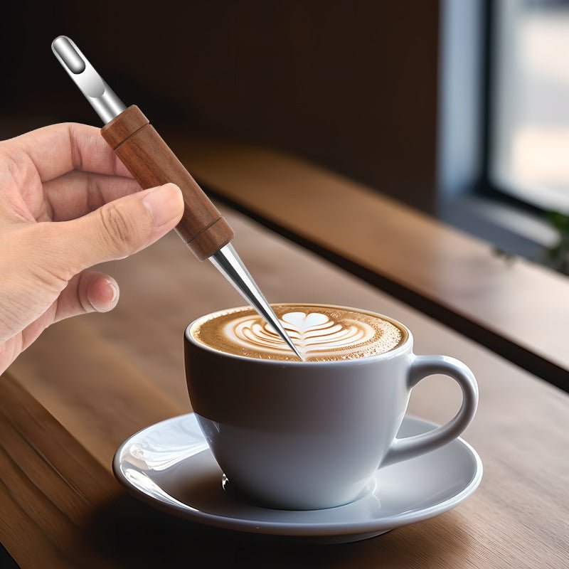 Stainless Steel Solid Wood Rosewood Coffee Latte Art Needle - Shop Coffee Hobby