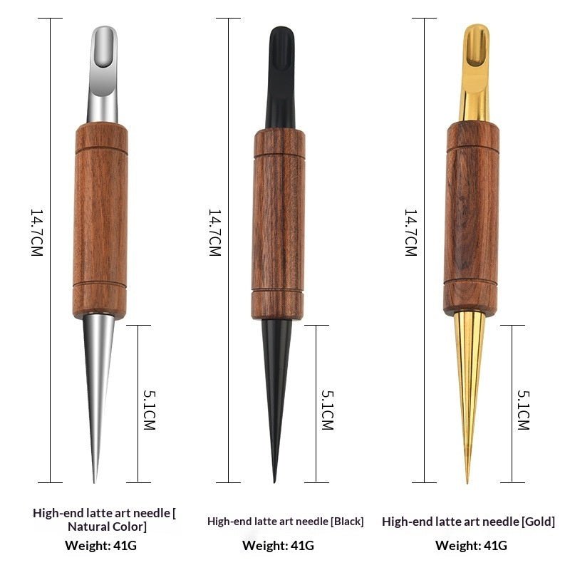 Stainless Steel Solid Wood Rosewood Coffee Latte Art Needle - Shop Coffee Hobby