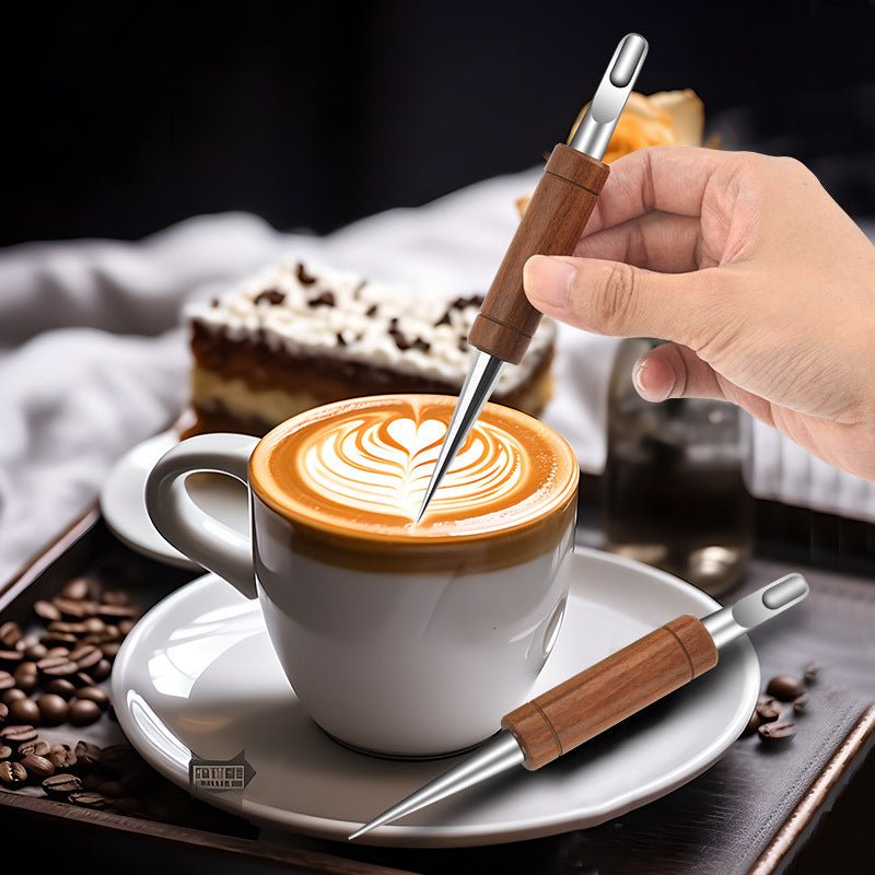 Stainless Steel Solid Wood Rosewood Coffee Latte Art Needle - Shop Coffee Hobby