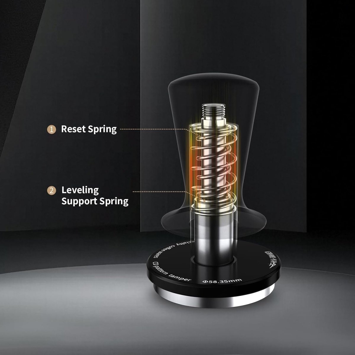Tamper Tool Espresso 58Mm, Coffee Tamper with Spring Loaded, Auto-Rebound, 58.35Mm Espresso Press Tamper Tool for 58Mm Espresso Machine, Auto-Leveling Tamper without Tilting,T6101-Os - Shop Coffee Hobby
