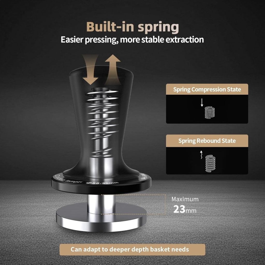 Tamper Tool Espresso 58Mm, Coffee Tamper with Spring Loaded, Auto-Rebound, 58.35Mm Espresso Press Tamper Tool for 58Mm Espresso Machine, Auto-Leveling Tamper without Tilting,T6101-Os - Shop Coffee Hobby