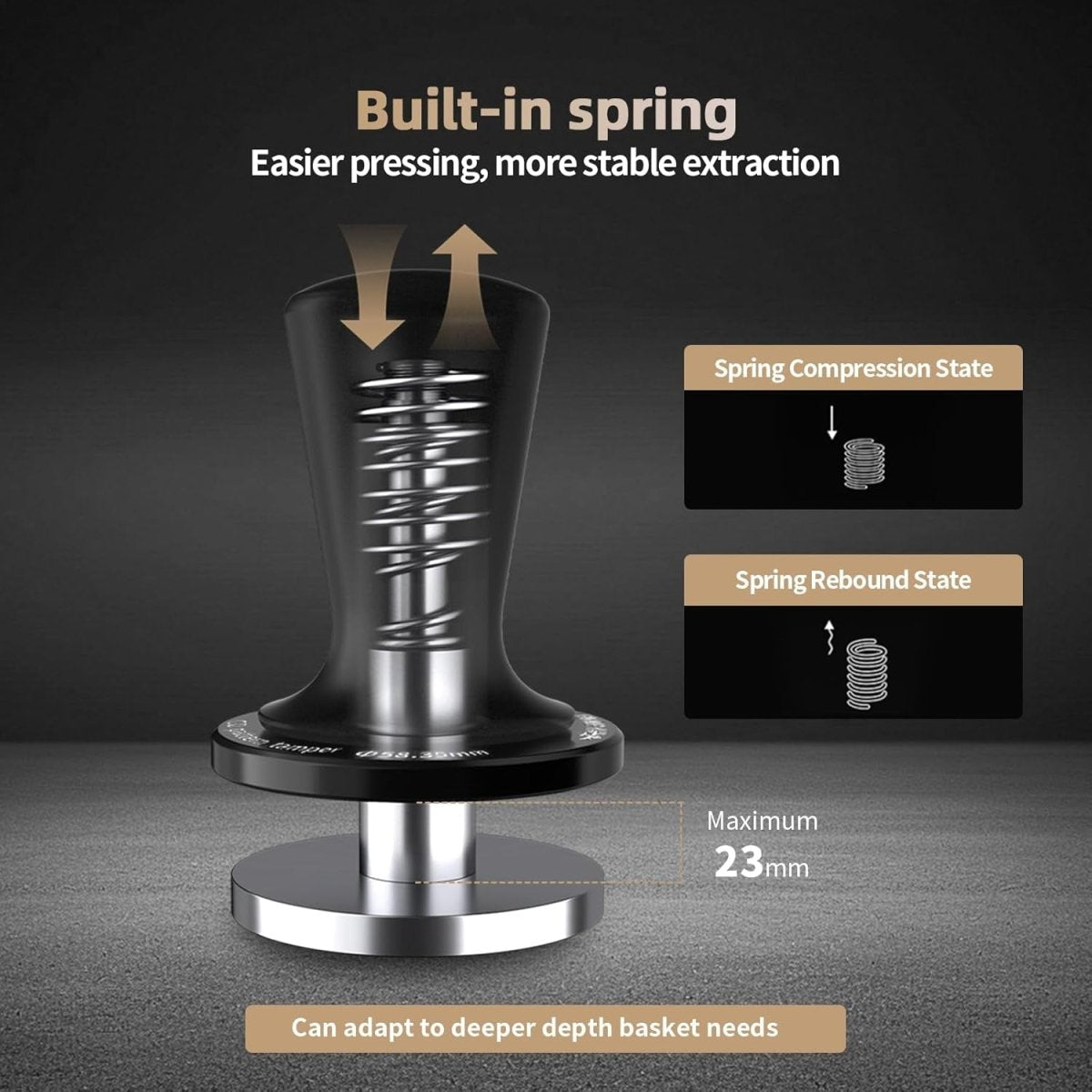 Tamper Tool Espresso 58Mm, Coffee Tamper with Spring Loaded, Auto-Rebound, 58.35Mm Espresso Press Tamper Tool for 58Mm Espresso Machine, Auto-Leveling Tamper without Tilting,T6101-Os - Shop Coffee Hobby