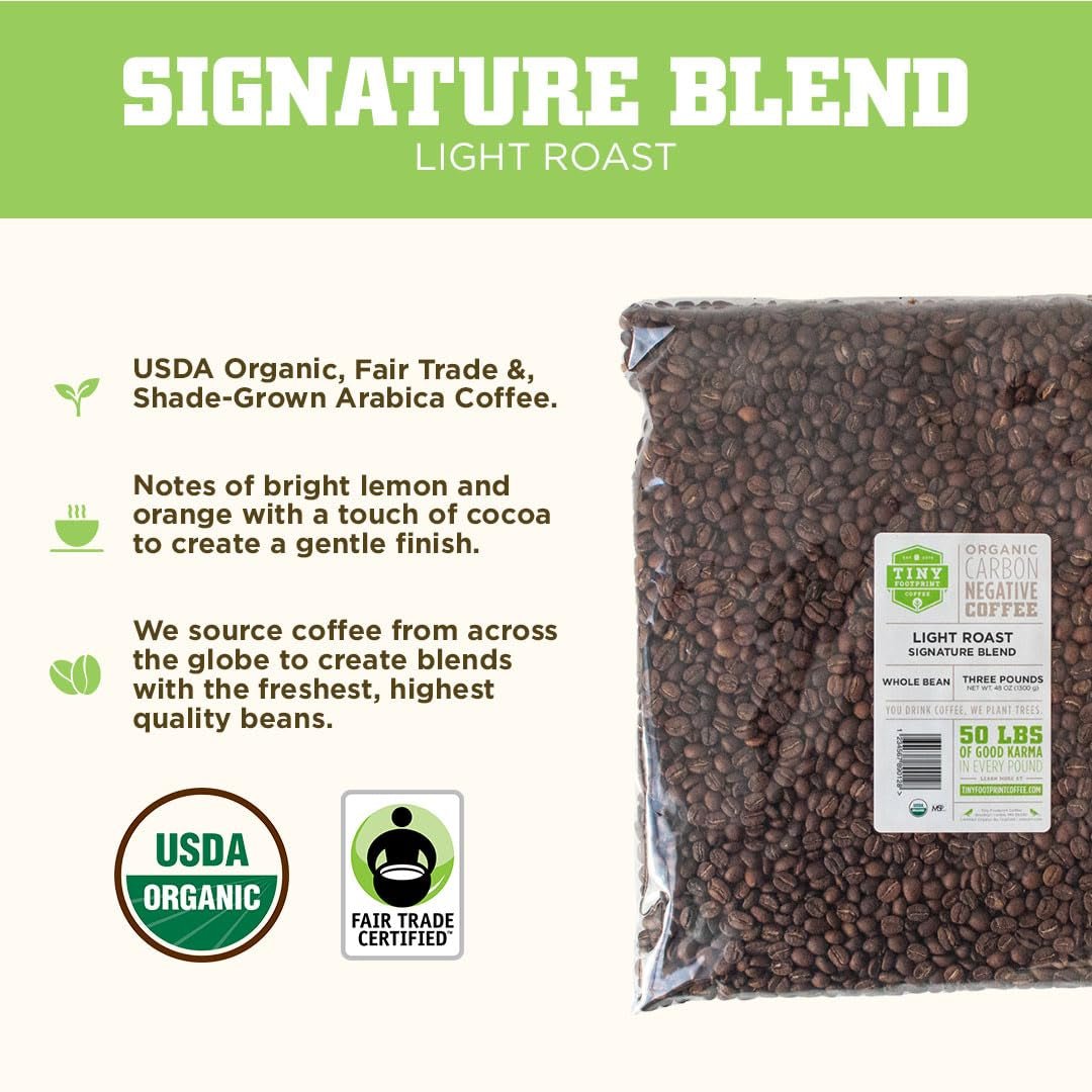 Tiny Footprint Coffee - Organic Signature Blend Light Roast - Whole Bean Coffee, USDA Organic & Carbon Negative - Haynesworld General Goods