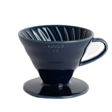 Navy Blue Hario V60 Ceramic Dripper for pour-over coffee