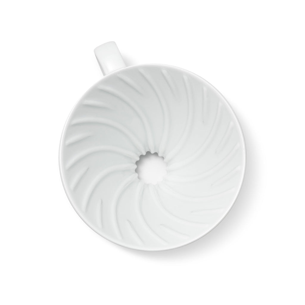 White Hario V60 02 Ceramic Pour-Over Coffee Dripper
