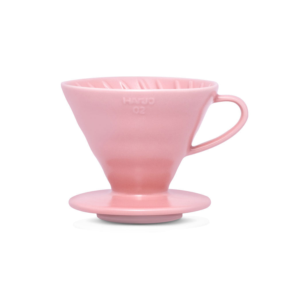 Pink Hario V60 Ceramic Dripper 02 for brewing specialty coffee.