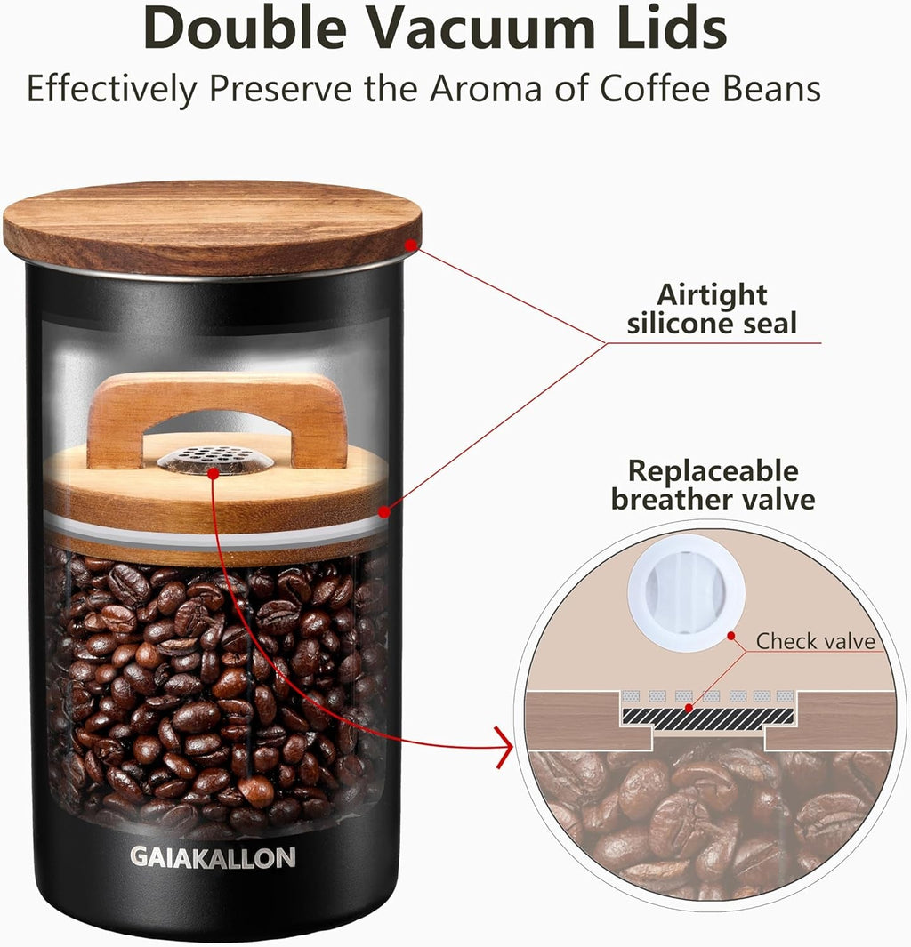 Vacuum Coffee Canister, Stainless Steel Airtight Coffee Storage Container, Coffee Container for 12Oz Coffee Beans, Coffee Beans Storage, 34 Fl.Oz - Shop Coffee Hobby