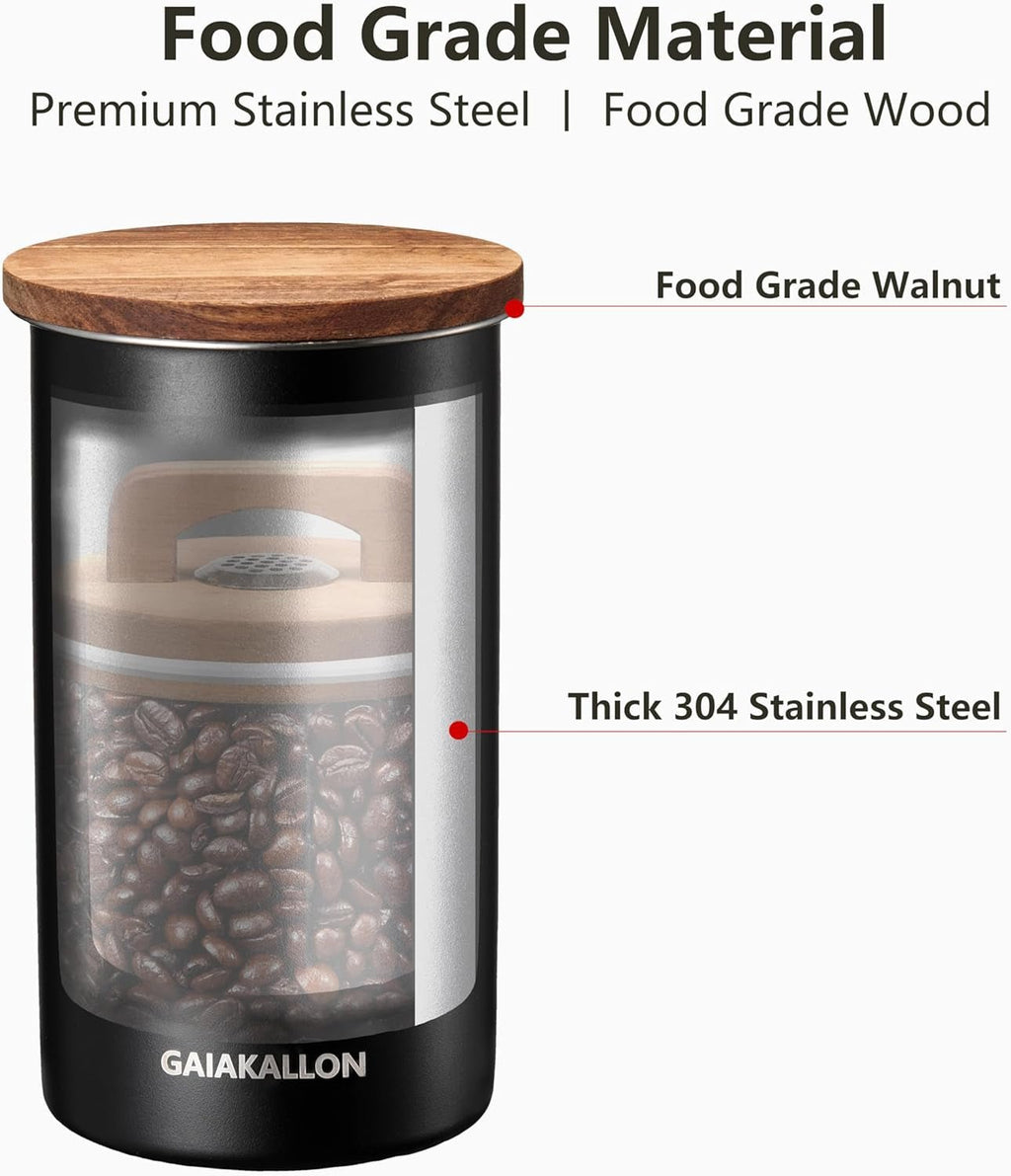 Vacuum Coffee Canister, Stainless Steel Airtight Coffee Storage Container, Coffee Container for 12Oz Coffee Beans, Coffee Beans Storage, 34 Fl.Oz - Shop Coffee Hobby