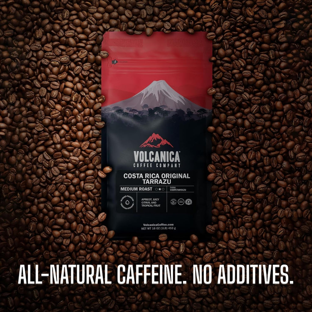Volcanica Espresso Beans Decaf Coffee, Dark Roast Whole Bean Coffee, Bold Sweet Flavor, Swiss Water Process, Fresh Roasted, Kosher, Vegan, Gluten-Free, 16 Oz - Haynesworld General Goods