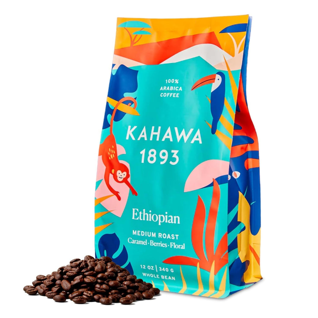 Whole Bean Coffee Medium Light Roast Ethiopian Blend 12 Oz - as Seen on Shark Tank, High Antioxidants, Naturally Sweet, Organically Grown, Ethically & Sustainably Sourced - Haynesworld General Goods