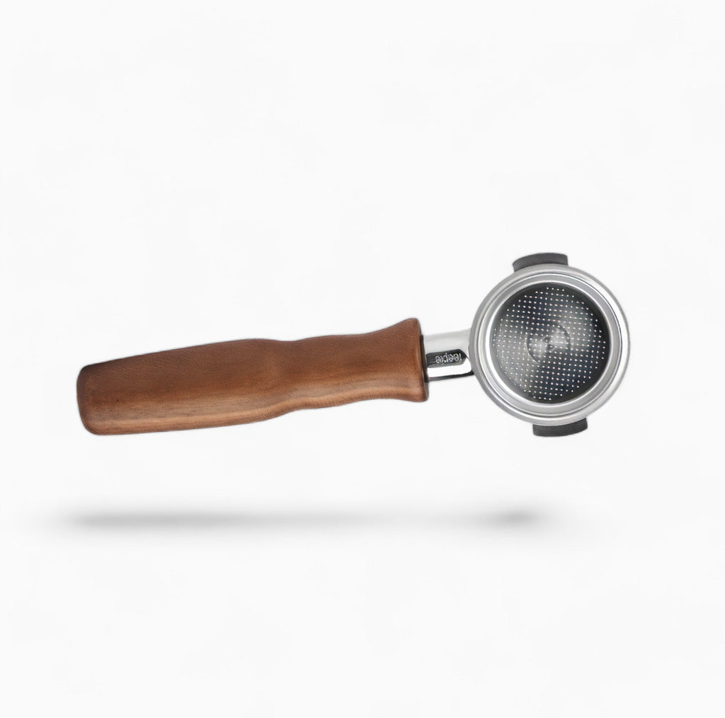 Stainless Steel Bottomless Portafilter with Walnut Handle - Shop Coffee Hobby