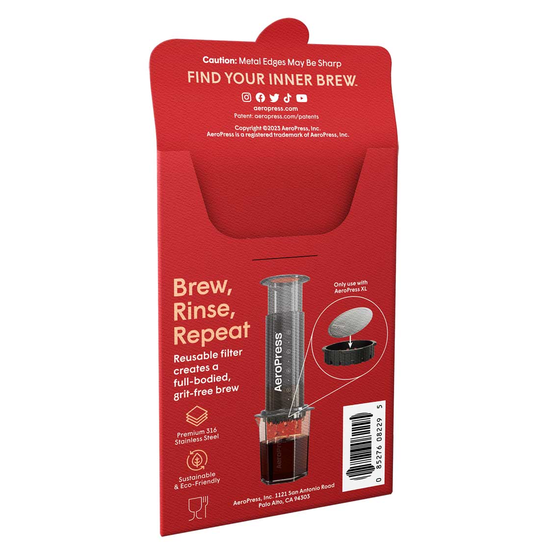AeroPress XL Stainless Steel Reusable Filter for brewing coffee.