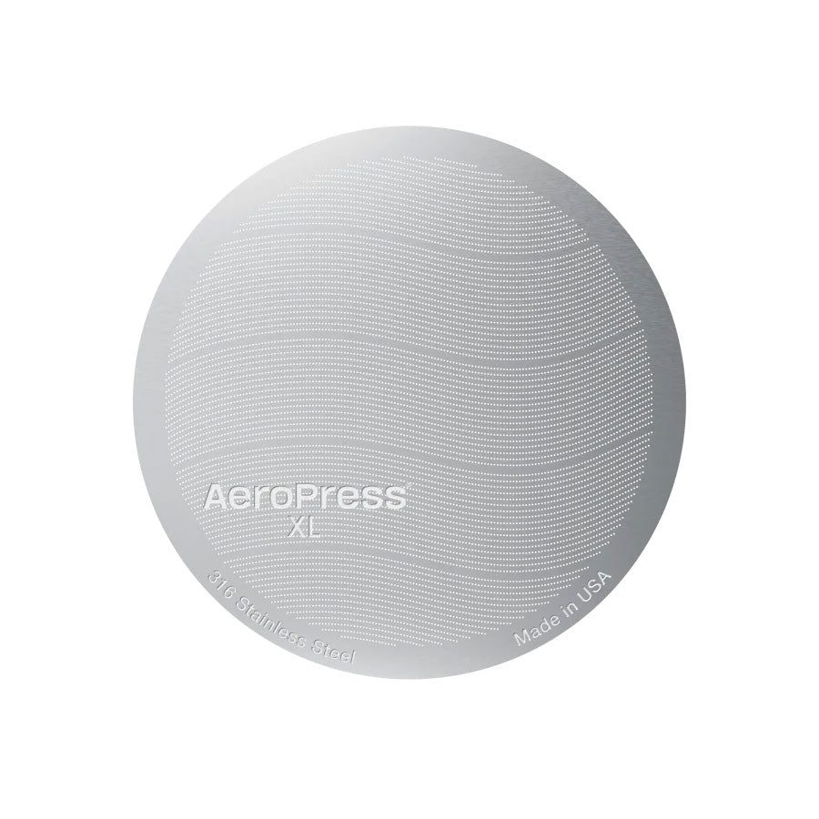 XL size AeroPress with stainless steel filter for espresso drinks.