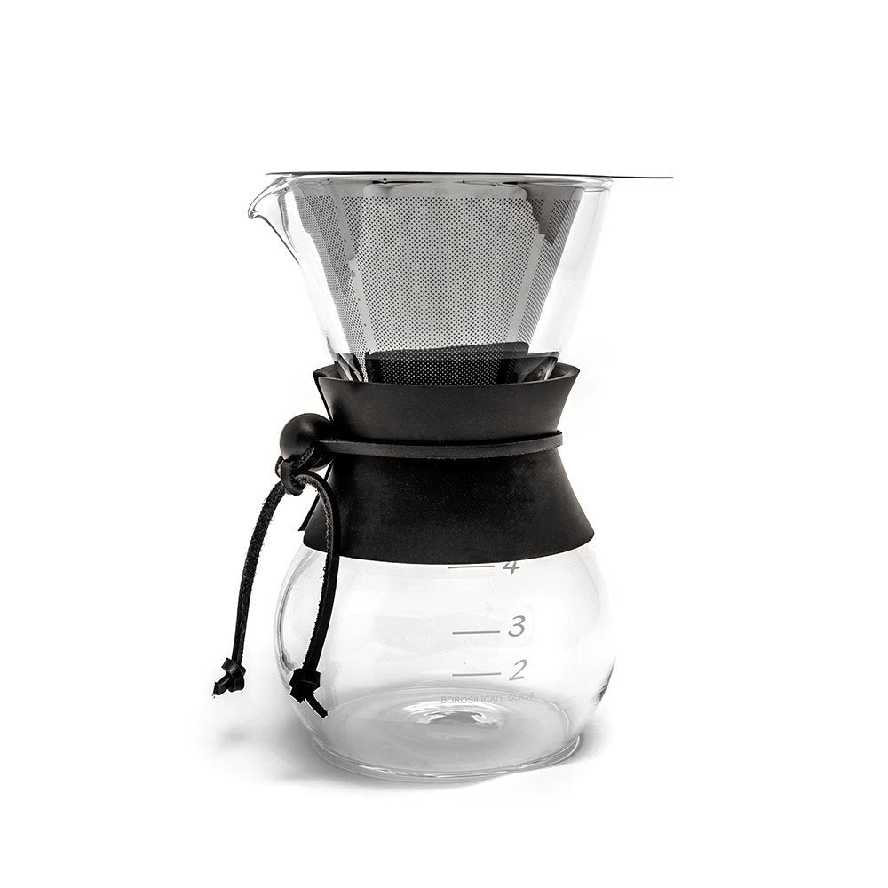 Yama Glass 20oz Coffee Drip Pot Kit with Stainless Steel Filter & Heat Sleeve - Shop Coffee Hobby