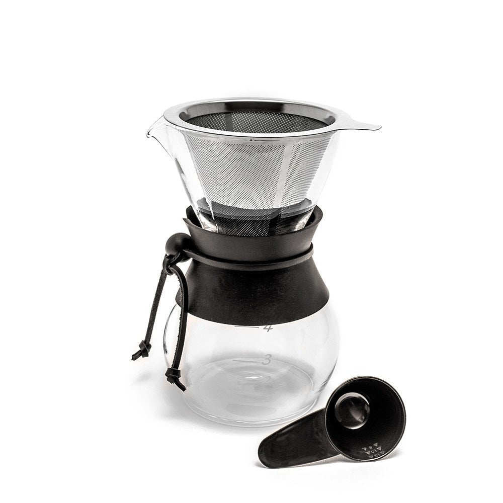 Yama Glass 20oz Coffee Drip Pot Kit with Stainless Steel Filter & Heat Sleeve - Shop Coffee Hobby