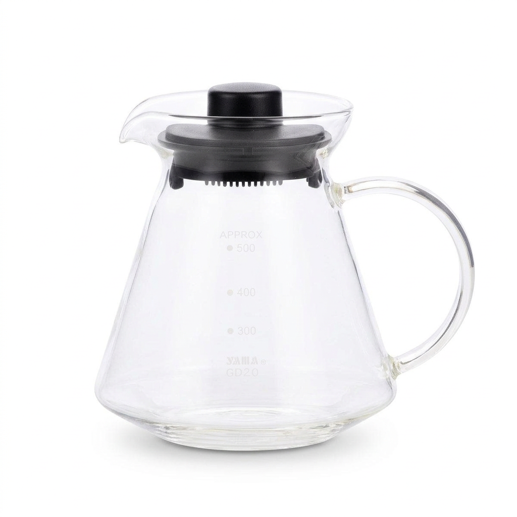 Yama glass decanter on a clean white studio background