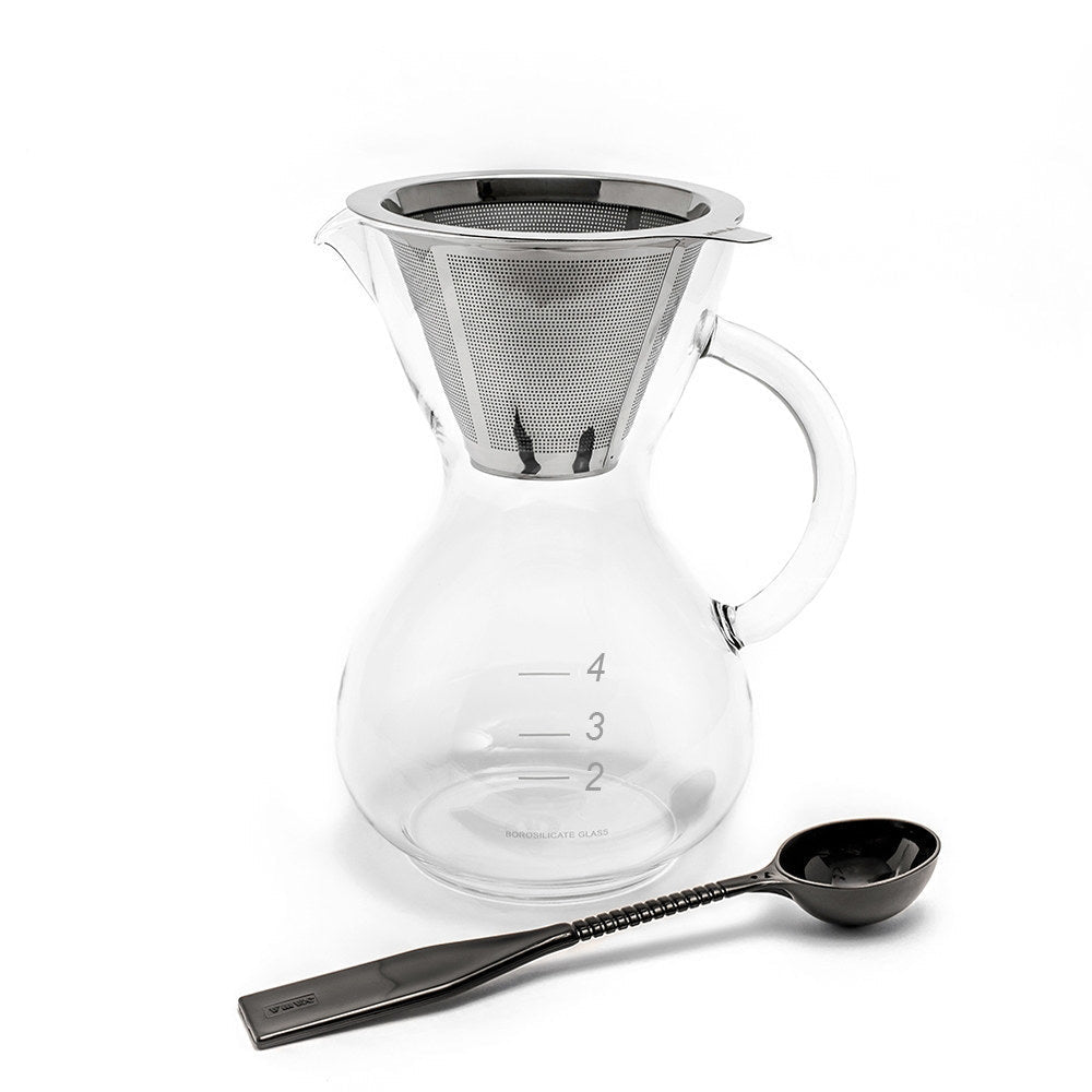 Espresso Parts Yama Glass Pour-Over Drip Pot, 20 oz version with reusable filter.